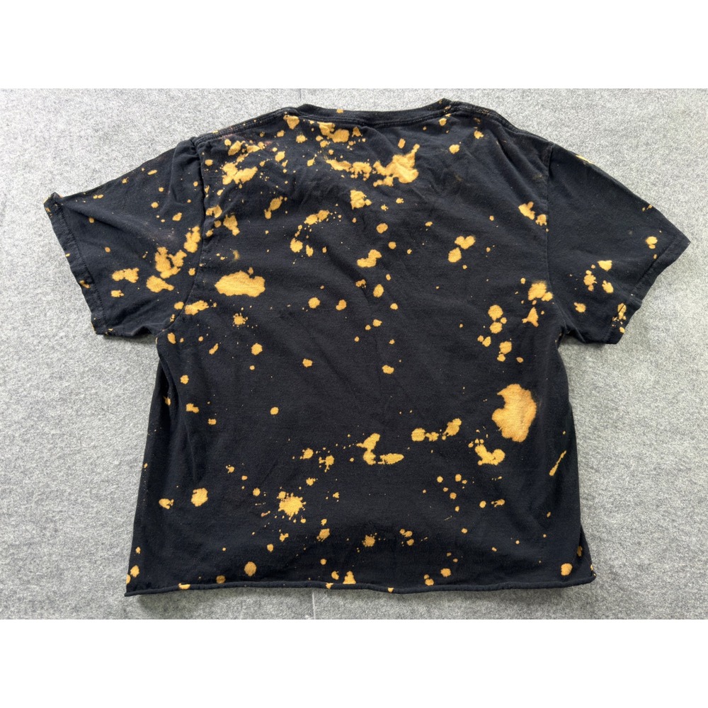 Betty Boop Graphic T-Shirt Women Small Black Bleach Splatter Biker Crop Top - Picture 7 of 9